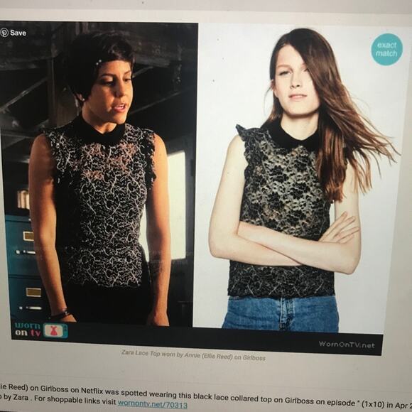 Zara black lace Girlboss sleeveless top size L - Picture 1 of 5
